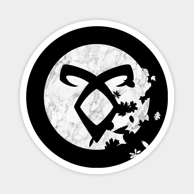Shadowhunters rune - Angelic Power rune (marble texture and destructive leaves) - Malec | Mundane | Alec, Magnus, Jace, Clary Magnet by Vane22april